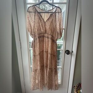 ASTR The Label Delicate Floral Sheer Midi Dress